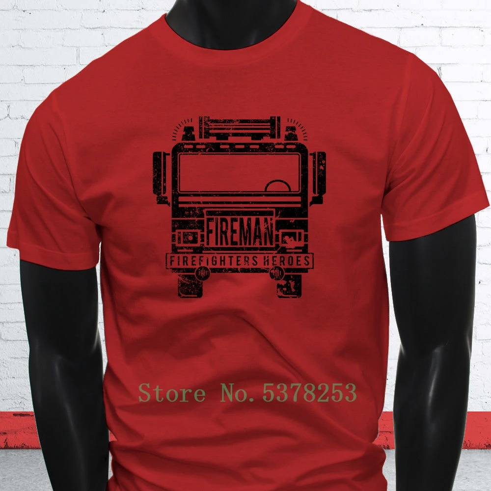 

Fire Fighters Hero Black Fireman Fire Depart Emt Mens Red T-Shirt T Shirt Comics Custom Fashionable Tshirt O-Neck Unisex