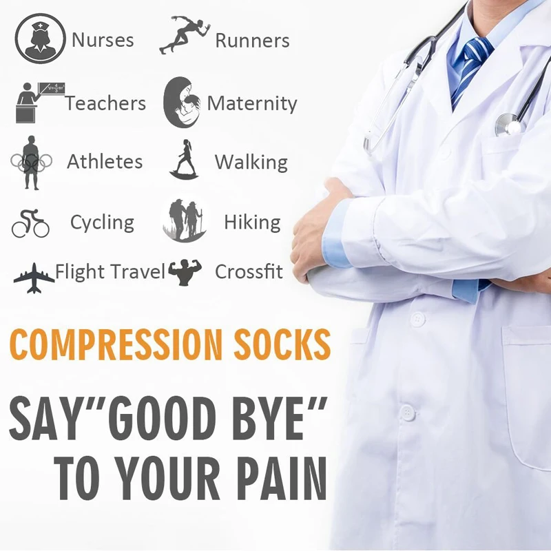 Anti Fatigue Men Compression Socks Crossfit Socks For Sports , Varicose Veins, Travel Compression Running High Stockings