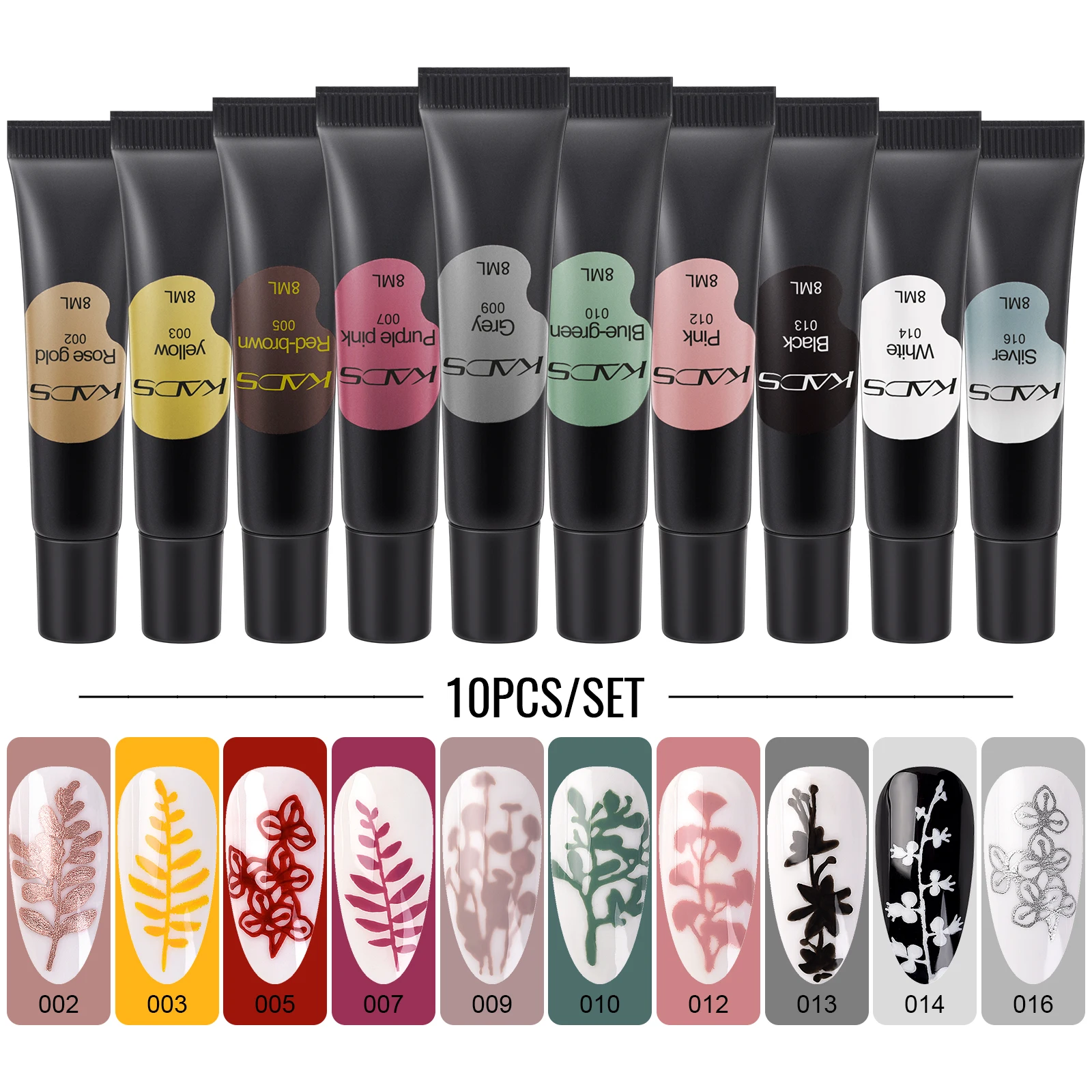 KADS 10 Pcs Nail Stamping Gel Polish Set for Nail Stamp Plates Template 8ml UV LED Soak Off Gel Print Manicure Tool Printing Gel 4