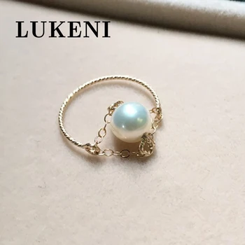 

Women Pearl Rings Fine Jewelry Aurora Roung Tiny Flaw Romantic Classic 14k Gold Simple Elegant Ladies Accessories Rings