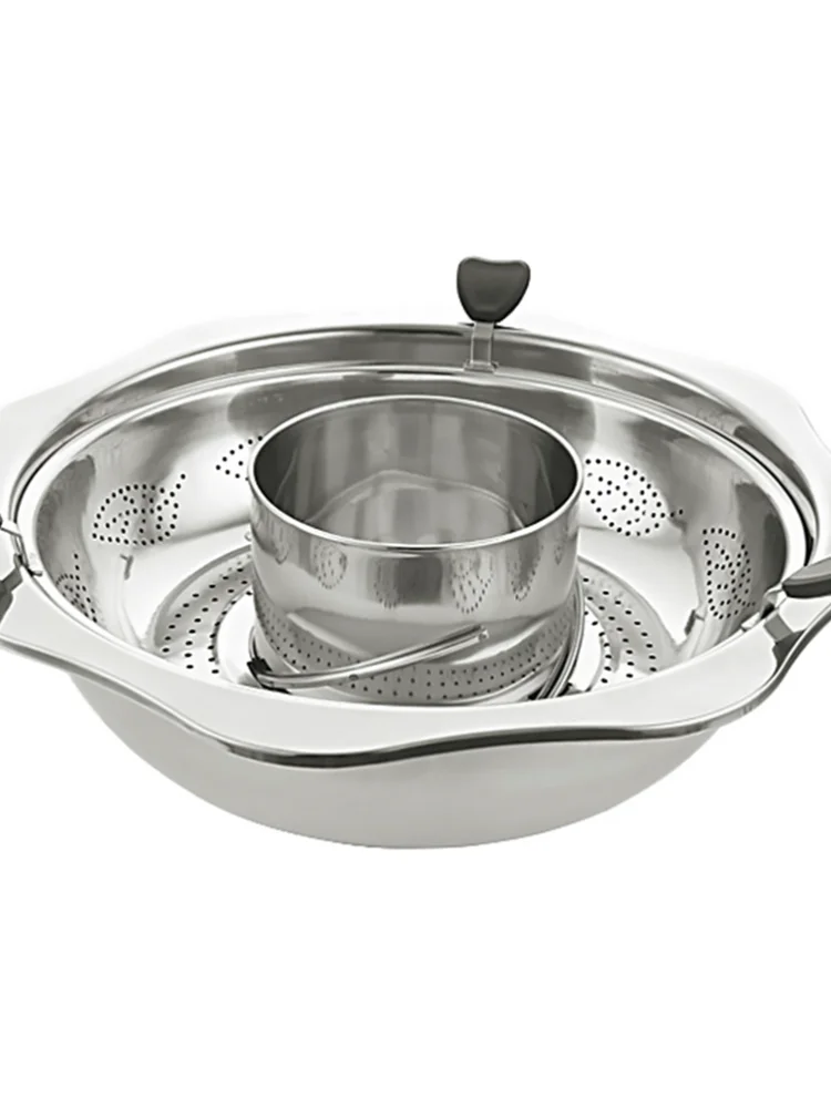 Home Hot Pot Stainless Steel w/ Lifting Drainage Basket Rotating funct –  Intexca US