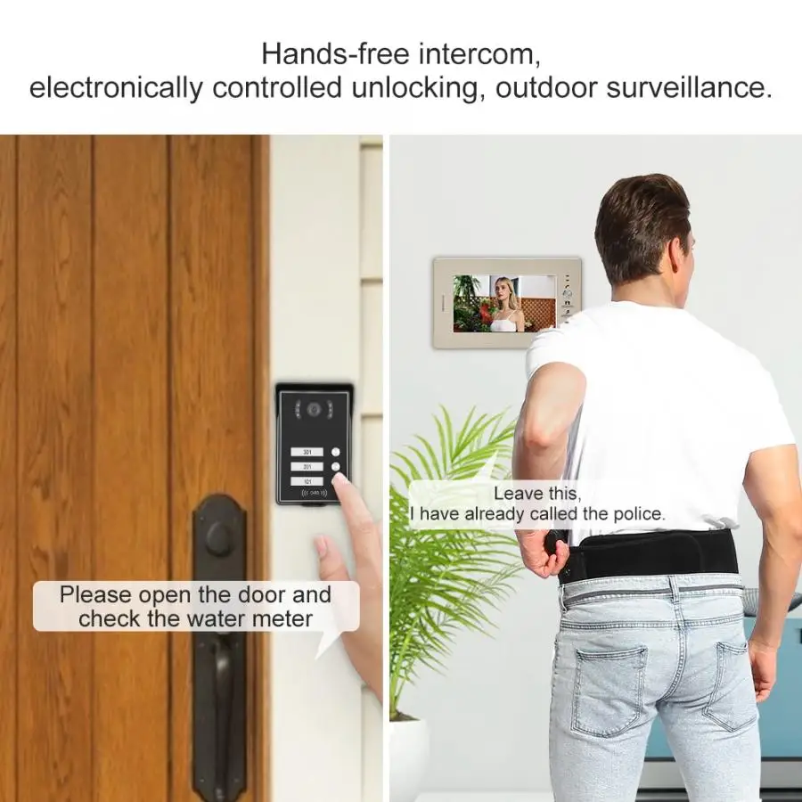 3 Monitors 7inch Video Intercom Doorphone System Smart Access Door Camera 110-240V Video Doorbell Intercom