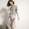 Summer Pajamas Set Women Comfortable Cotton Viscose Contrasting Color Pajamas Short Sleeve Tops with Long Trousers Ladies Pj Set ► Photo 2/6