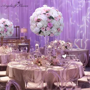 Image 1 - 60CM 3/4 גדול מלאכותי פרח כדור משי שולחן פרח מרכזי עבור מסיבת אירוע חתונה דקור כביש עופרת שולחן פרח זר