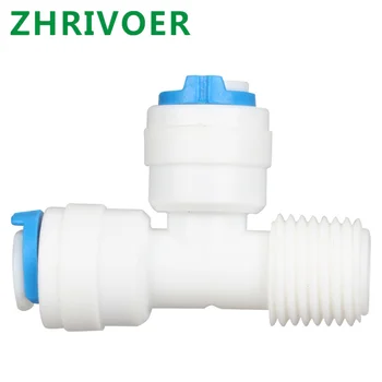 

BSP Male Thread Plastic Pipe Coupling Reverse Osmosis System RO Water Quick Fitting 3 Way Tee 1/4" 3/8" OD Hose Connection 3/8"