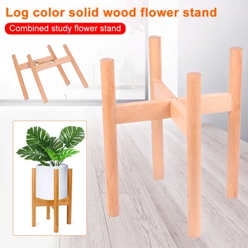 

Free Standing Stackable Home Decor Mid Century Wood Plant Stand Flower Holder Weatherproof Natural Indoor Outdoor Space Saving