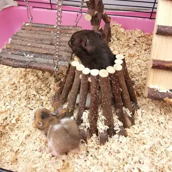 

Hamster Wooden Toy House Small Animal Home Accessories for Mice Rodents Climbing
