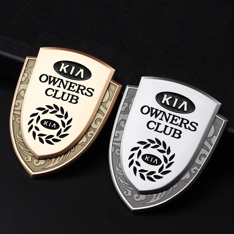 3D Metal Car Side Sticker Shield Badge Rear Trunk Sticker Body Window Decorative Decals For KIA
