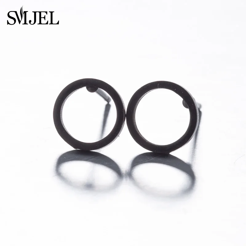 Minimalist Hollow Small Round Earrings for Women Hiphop Stainless Steel Black Circle Earings Ear Studs For Friend Boyfriend Gift H5103326037194192b9853ab3c80b2580n