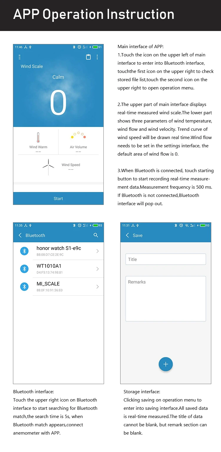 Bluetooth Анемометр, регистратор данных, измеритель скорости воздуха с 999 групп записи данных и мониторинга приложений