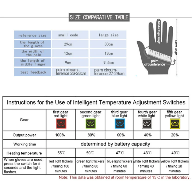 1 Pair Winter Electric Thermal Gloves Waterproof Heated Gloves Battery Powered Touch Screen Ski Motorcycle Snow Mitten Glove