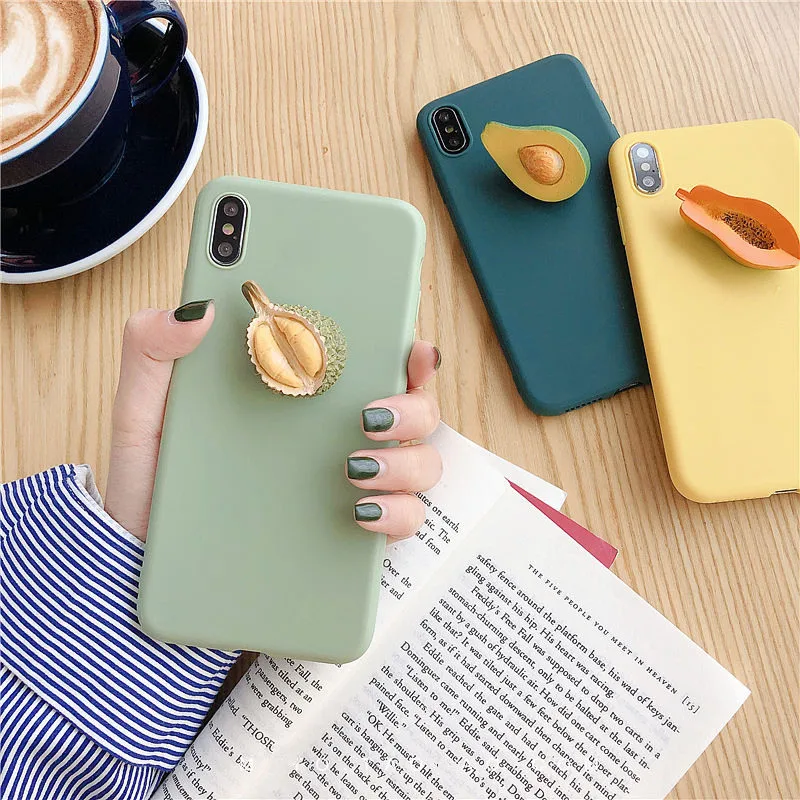 

Summer simulation fresh Avocado case for iphone x xs xr xsmax 7 8 6 6s plus jackfruit papaya scrub soft silicone cover coque