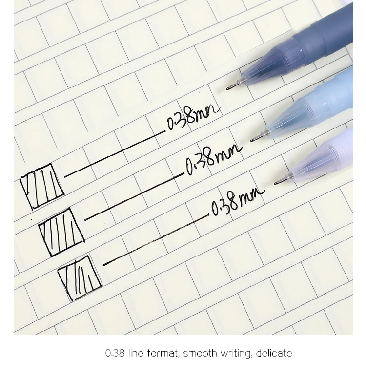 JIANUWU 6 шт./компл. 0,38 мм Простая матовая ручка с чернилами стандартных цветов Прозрачный исследование гель черные чернила для ручки Ручка kawaii школьные принадлежности