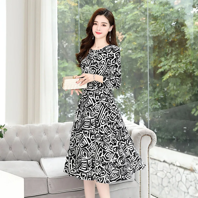 

Floral-Print Dress Mid-length 2020 Spring WOMEN'S Dress New Style Elegant Underwear Slimming French Vintage Base Skirt