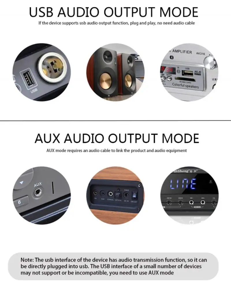Bluetooth-compatible 5.1 Audio Receiver Dual Output AUX USB Stereo Car Hands-free Call Built-in microphone NEW