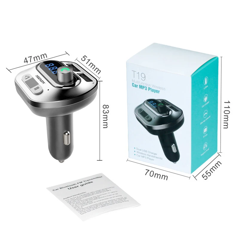 Wireless Bluetooth Handsfree Car Kit Fm Transmitter Mp3 Player Dual Usb Charger