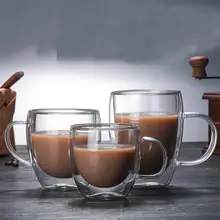Прозрачная стеклянная чашка для кофе, молока, виски, чая, пива, двойная креативная термостойкая для здоровья и защиты окружающей среды