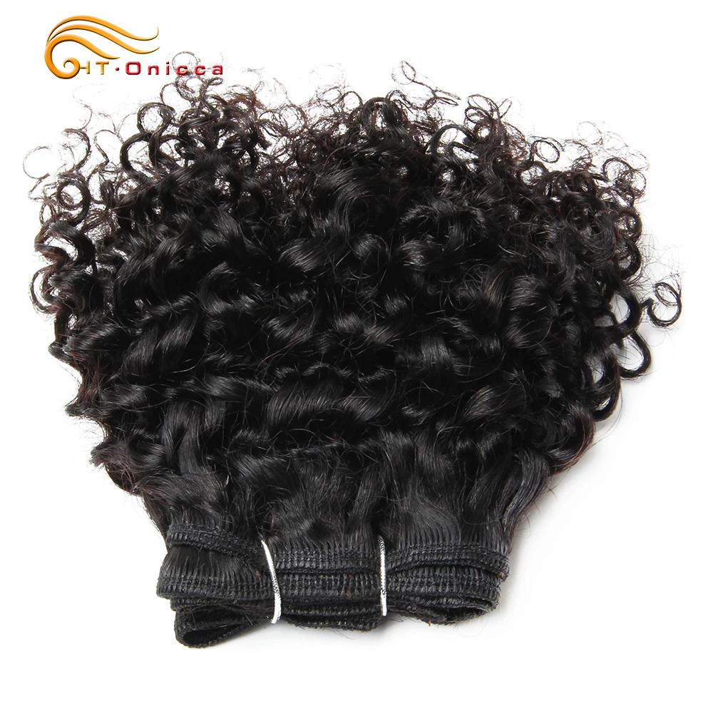 6 шт./лот, перуанские вьющиеся пряди Jerry Curl, двойные нарисованные Человеческие волосы Remy Funmi Hair T1B 30 99J, цветные волосы для наращивания Htonicca - Цвет: 1B