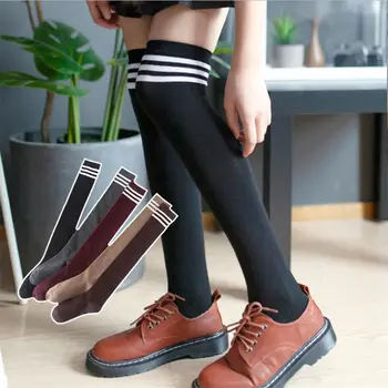 

Sexy Socks Striped Long Socks Women Long Warm Thigh High Socks For Ladies Girls New Fashion Striped Knee Socks Summer Cotton