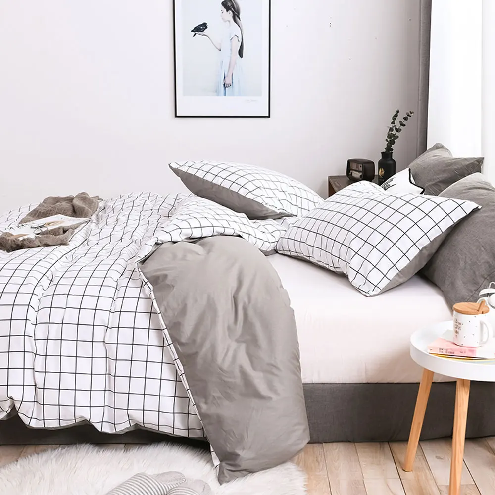 Simple Bedding Set with Pillowcase Stripes Duvet Cover Sets 100% Cotton Single Double Queen King Size Quilt Cover Bedclothes