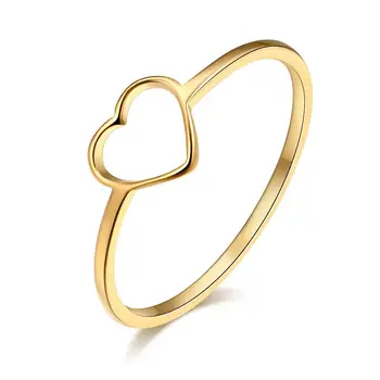CACANA Stainless Steel Luckyoverflow Best Friend New Fashion Gold Color Heart Shaped Wedding Rings for Woman Jewelry Gift R411