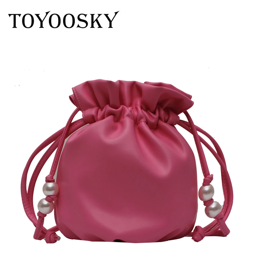 

TOYOOSKY Mini PU Leather Drawstring Bucket Bag Crossbody Bags For Women 2020 Fashion Shoulder Handbags Female Cross Body Bag