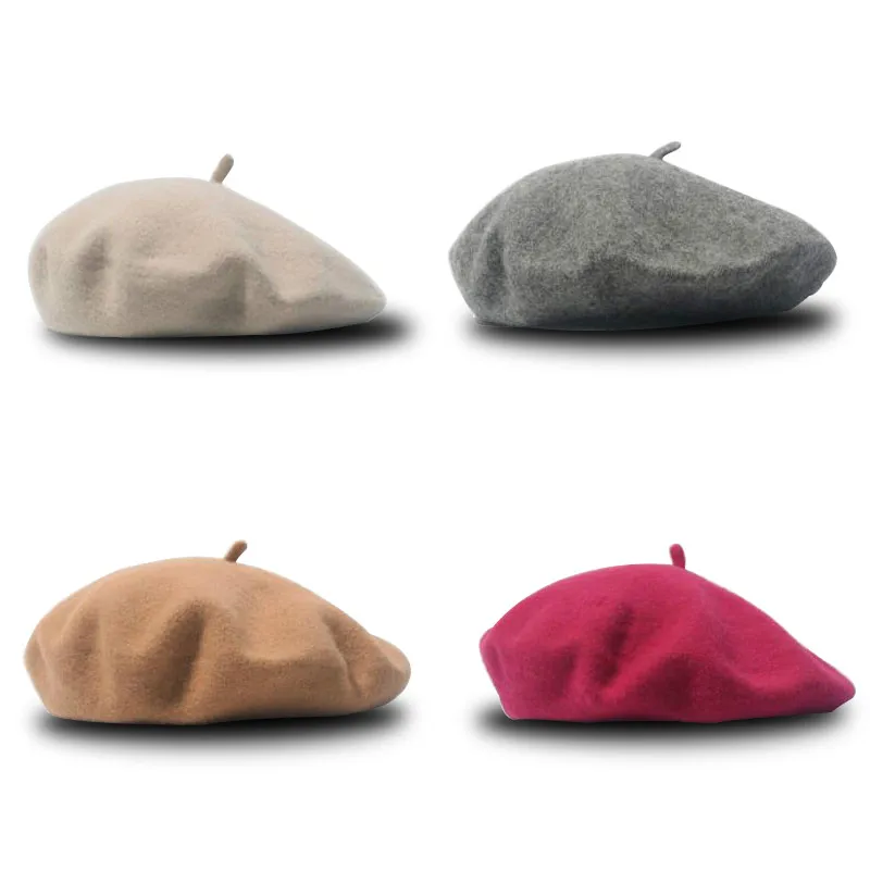 

1-4 Years 1 PC Fashion Wool Baby Hat for Girls Candy Color Elastic Infant Baby Beret Caps for Girls