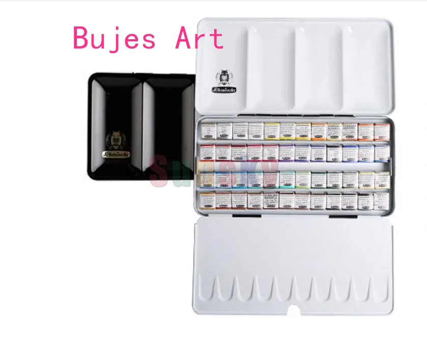 48 Colors Pigment Solid artist Watercolor cake Paints Set Watercolor Pigment Set Art Supplies half pans student drawing 74448