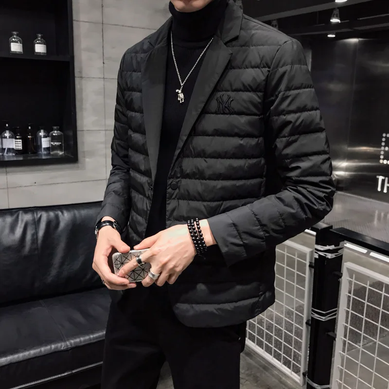 Autumn And Winter New Style Suit Collar MEN'S Coat Casual Thin down Jacket Men's Handsome Embroidered Tops Men's