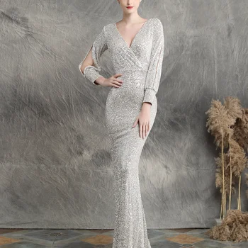 

Cotton Slimevening Dresses Mermaid Long Evening Dress Sexy Long Autumn Style Elegant Sleeve Formal Dresses Gowns For Party