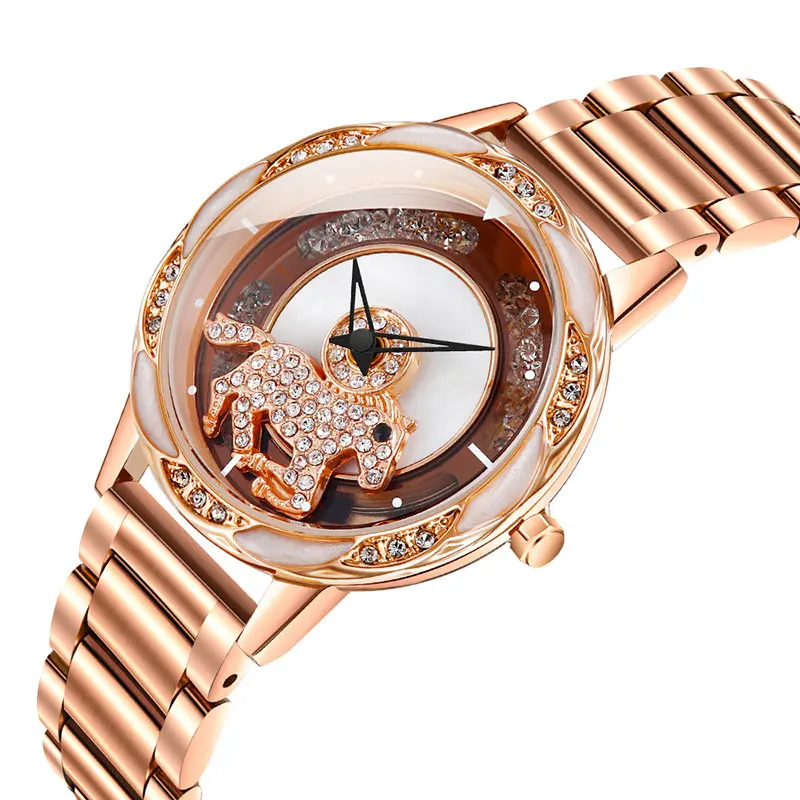 rose gold 1 SANDA наручные часы женские Роскошные известный бренд наручные часы женские кварцевые часы для женщин часы вращающиеся часы - Цвет: rose gold 1