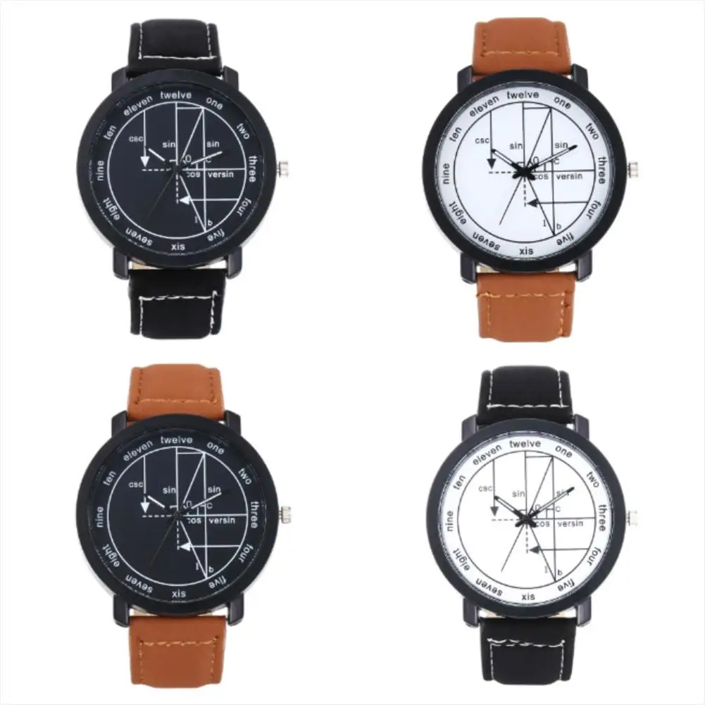 HobbyLane Fashion Unisex Round Dial Geometry English Scale Casual Quartz Watches