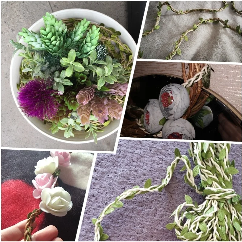 10M Gift Packaging Hemp Rope Decorative Linen Leave Vine Christmas/Wedding Wall Decor Florist Diy Wreath Garland Accessories