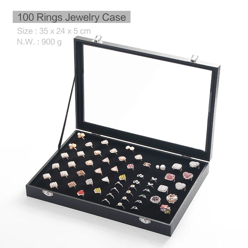 100 Rings Case Чехол для ювелирных изделий, чехол для хранения ювелирных изделий, упаковка, серьги, дисплей, браслет, коробка, ожерелье, держатель, подарочные коробки для ювелирных украшений, кольцо, Органайзер - Цвет: 100 Rings Case