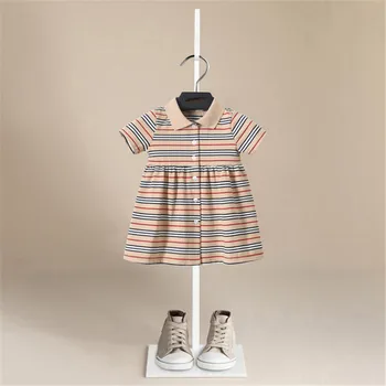 

Fashion Cotton Short SleeveBaby Girl Dress 2019 New Summer Stripe Princess Dress Party Wedding Pageant Dresses Clothes Bebe