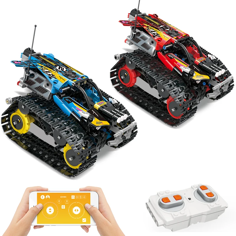 

391pcs Technic RC Tracked Stunt Racer Building Blocks Fit Creator APP Remote Control Car Bricks Toys Gifts For Children