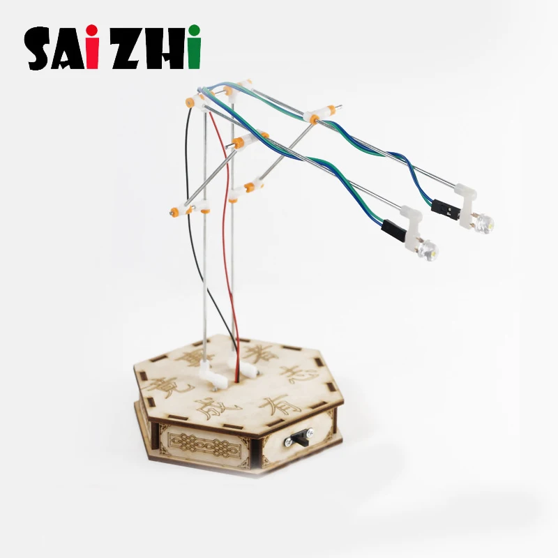 Saizhi Детский DIY Мини Настольная лампа модель Электрический деревянный научный