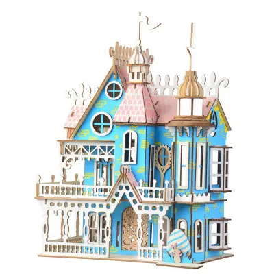 

Laser Cutting DIY Assembled Building Model Fantasy Villa 3D Wooden Doll House Furniture For Children Girls Birthday Gifts