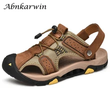 Мужские сандалии, уличные, против столкновений, закрытый носок, туристические сандалии, подушки, модные пляжные сандалии, Летние повседневные мужские сандалии, спортивные