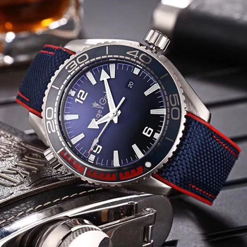 

Classic New Men Automatic Mechanical Grey Black Blue Canvas Leather Stainless Steel Waterproof Sapphire Watch 45.5mm AAA+