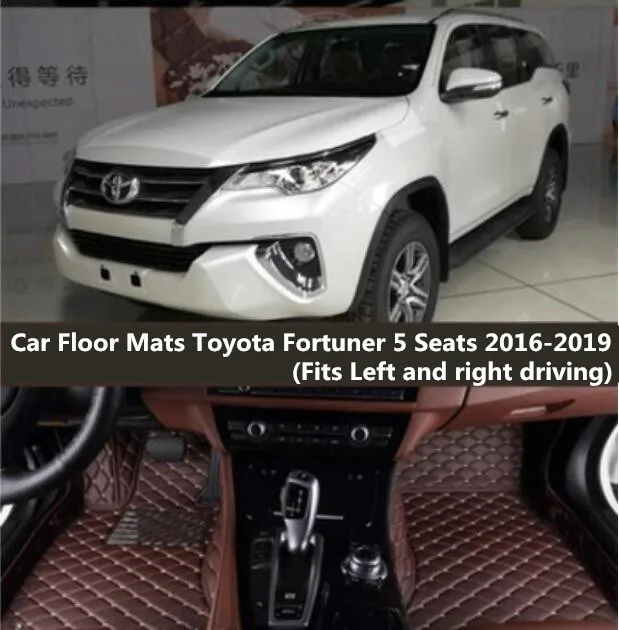 New Car Accessories Styling Custom Foot Mats 3D Luxury Leather Car Floor Mats For Toyota Fortuner 5 Seats