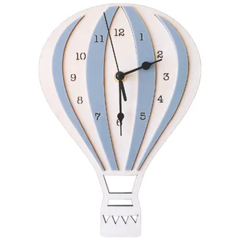 

Nordic Style Children Cartoon Hot Air Balloon Clock Mute Clock Room Wall Clock Unique Gifts Home Decorations Gray