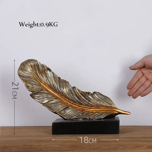 Feather Sculpture Office Decoration Room Living Room Entrance TV Cabinet Wine Cabinet Creative Resin Crafts Decoration Gift Style 1