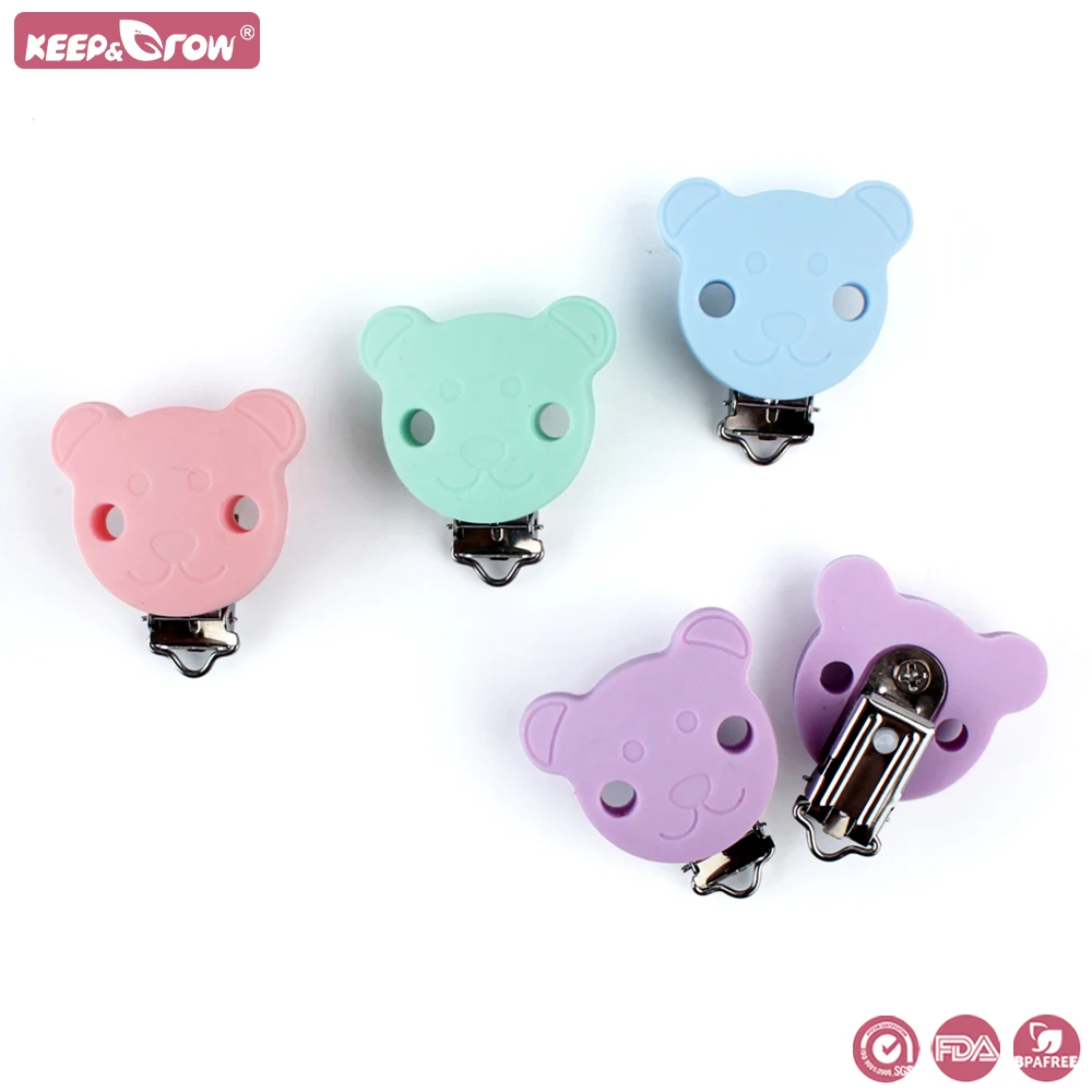 

20psc Bear silicone Pacifier Clips BPA Free Baby Silicone Teething Clip Accessories Clasps Toys Pacifier Chain Holder For Babies