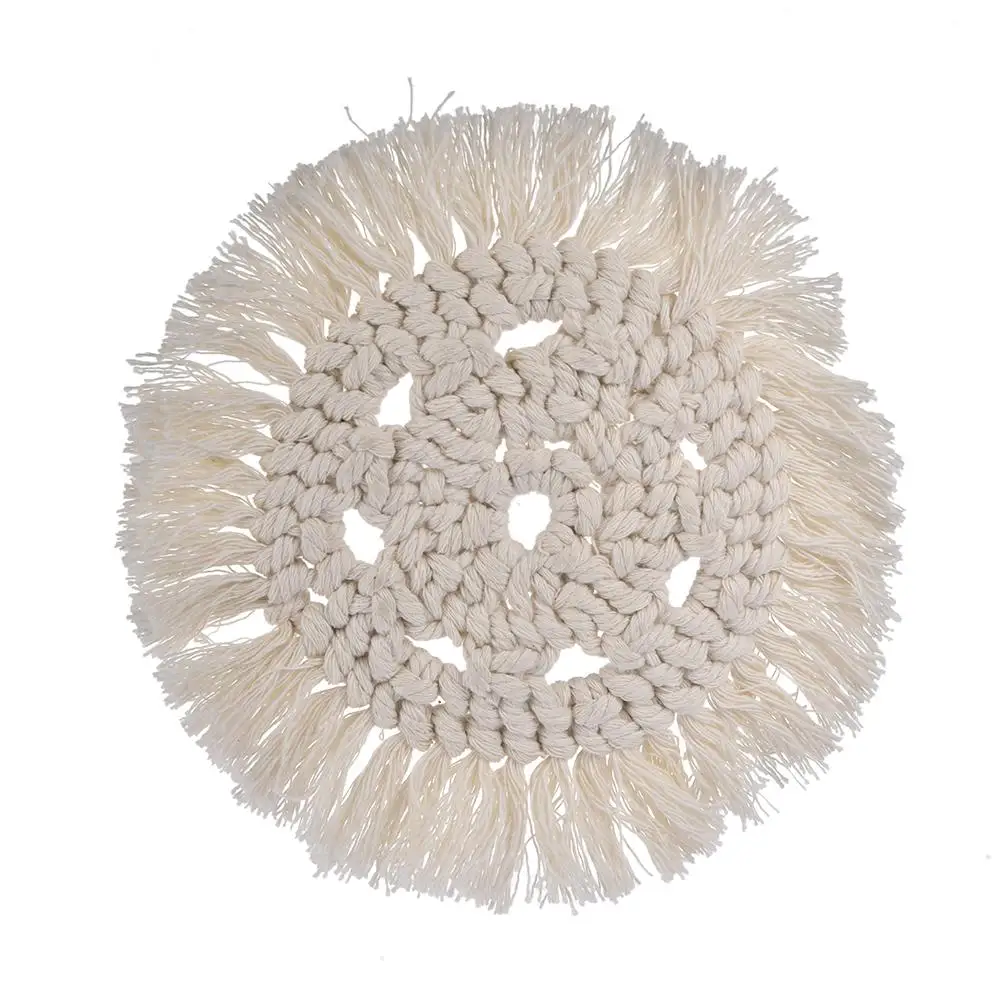 

Northern Europe Pure Handmade Cotton Braid Macrame Cup Pad Modern Placemats Cup Mat Pad Coasters Table Mats Cotton Lace Fabric
