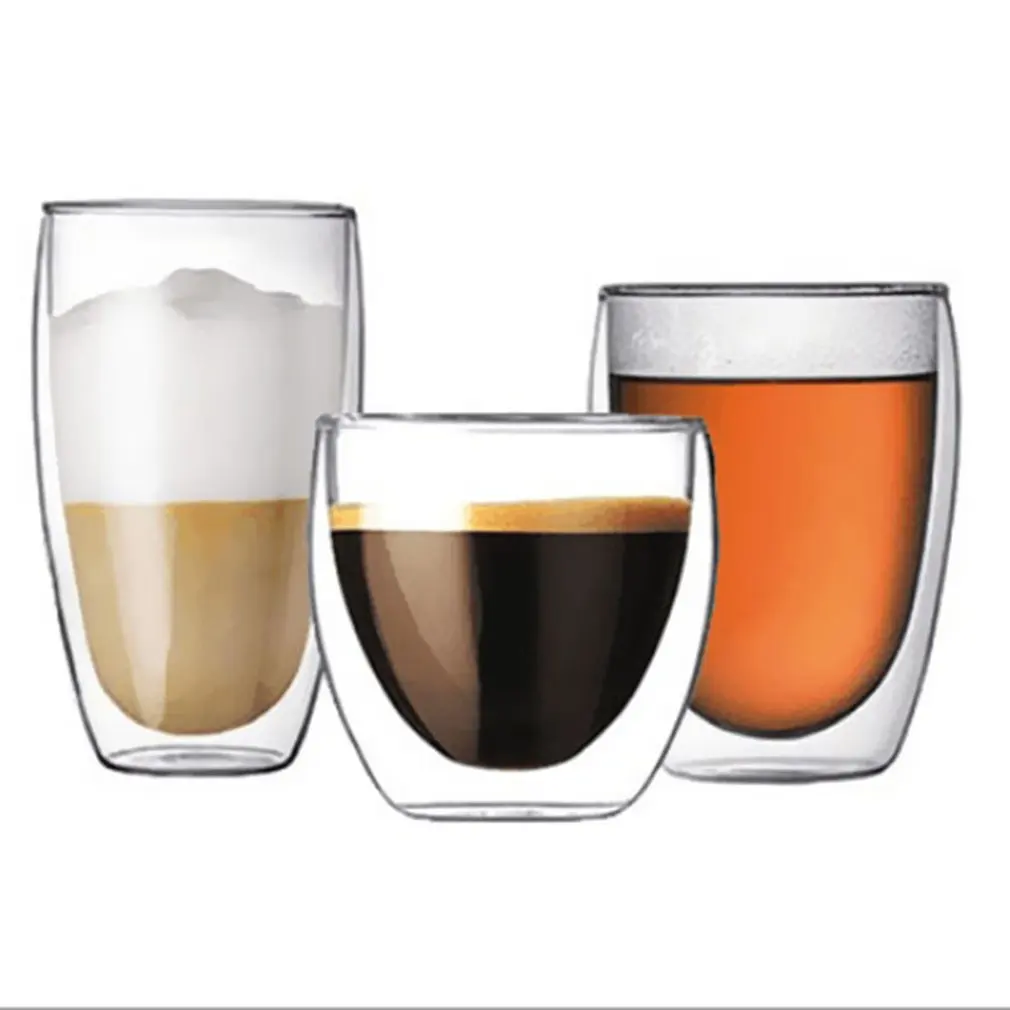 350ML Heat-resistant Double Wall Glass Tea Cup Coffee Cup Mugs Transparent Insulation Beer Glasses Cups Beer Mug Cup Drinkware