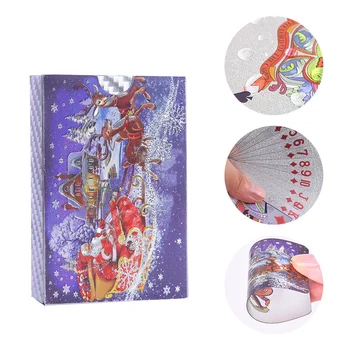 

Christmas Waterproof PVC Playing Cards Set Poker Classic Magic Party Game Tool With Storage Case