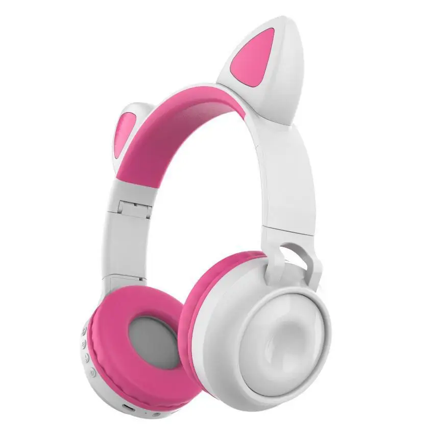 Bluetooth 5 0 Ear Headphones Foldable Stereo Wireless Set Mic LED Light Volume Control Support For Kids Birthday Gift