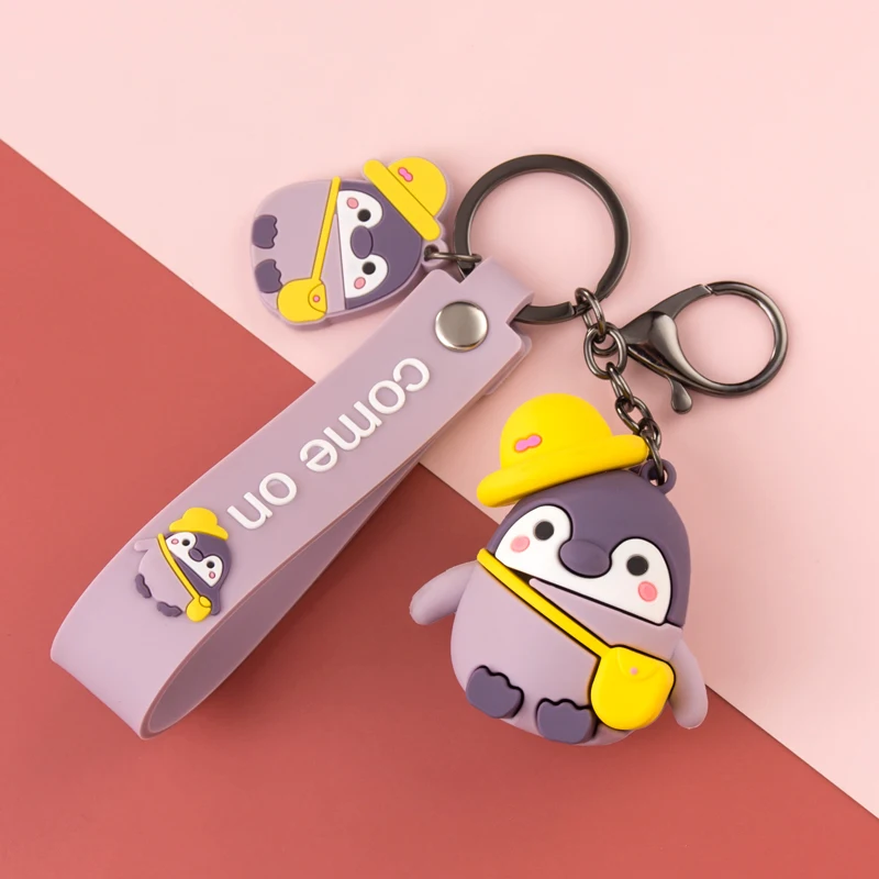 LLavero de muñeco de pingüino bonito de dibujos animados creativo coche personalizado llavero exquisito llavero correa de mano bolso adornos para el móvil