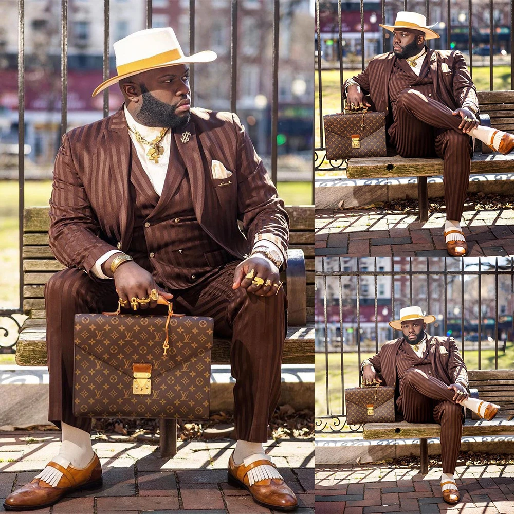 

Деловой мужской костюм смокинг с вертикальными полосками, 3 предмета, пальто, жилет, брюки, облегающий свадебный смокинг, блейзер для жениха, шафера